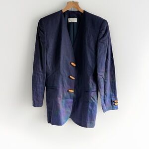 Vintage Basile Flax linen jacket blazer wood button made‎ in Italy size EU42 o L